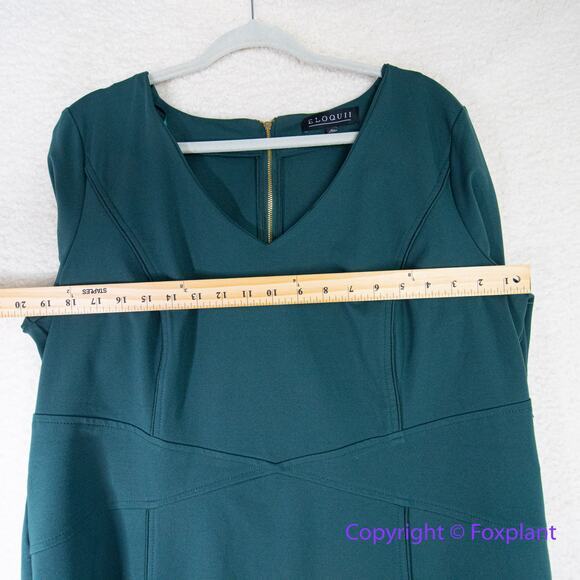 New! Eloquii 9 to 5 Stretch Work Dress dark emerald Green‎ sheath, size 18 - Picture 10 of 16